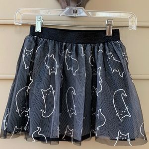 Cat & Jack Black Tulle Halloween Tutu Skirt with White Cat Ghosts, S 6-6x